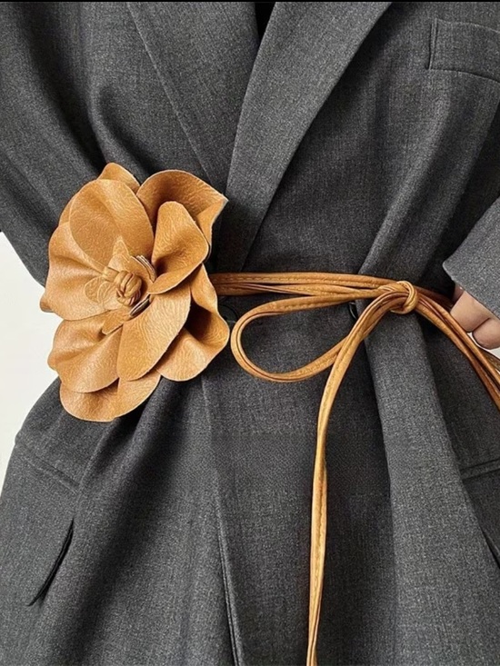 Whimsy_and_Rose Accessories - Khaki Floral Leather Wrap Belt